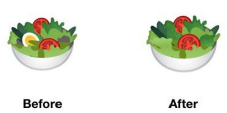 Google has edited their salad emoji to make it suitable for vegans