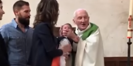 Priest loses temper and slaps crying baby during christening service