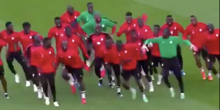 The Senegal team have the happiest warm-up routine that you’ll ever see