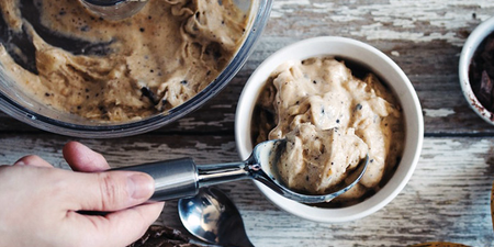 You can make this vegan peanut butter chocolate chunk ice cream in MINUTES