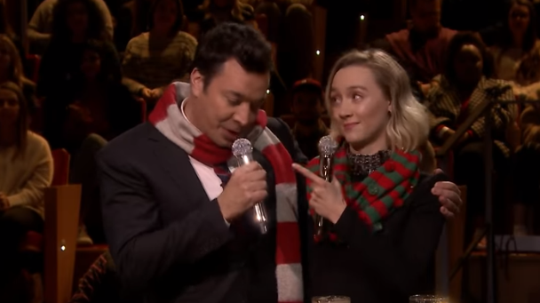 Saoirse Ronan and Jimmy Fallon singing Fairytale of New York is karaoke goals