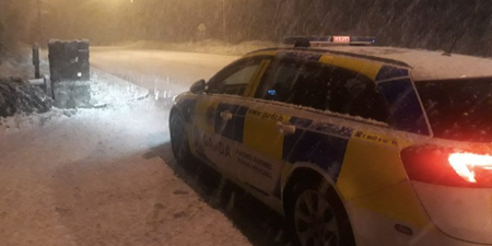 Gardaí share photo of snow storm near Cork urging people to drive safely