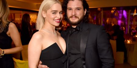 Emilia Clarke showed up during Kit Harington’s SNL monologue, and it was actually gas