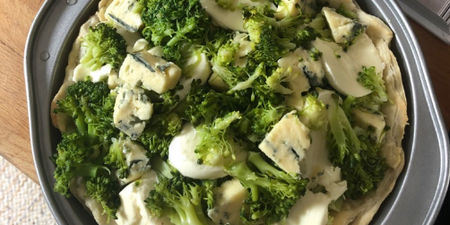 This broccoli and blue cheese pie is legit the dinner of dreams