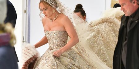 Jennifer Lopez was spotted wearing the most stunning bejewelled wedding dress in New York City