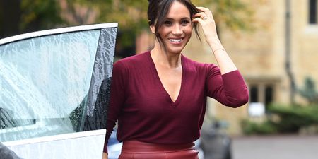 Meghan Markle just wore the red leather skirt of our actual dreams