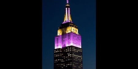 The Empire State Building in New York was lit purple and gold last night to honour Kobe Bryant