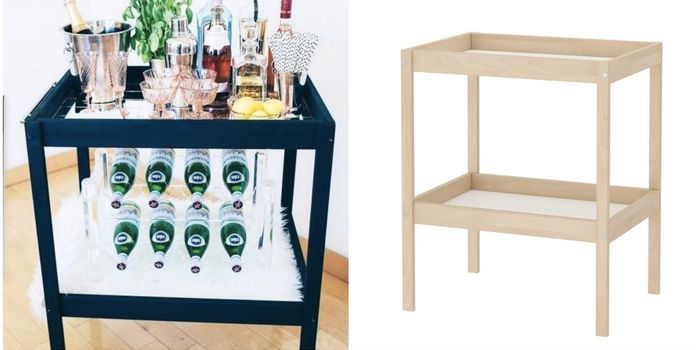 DIY stylish bar cart from an Ikea changing table