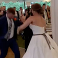 Bride dislocates her leg during her first dance in viral clip