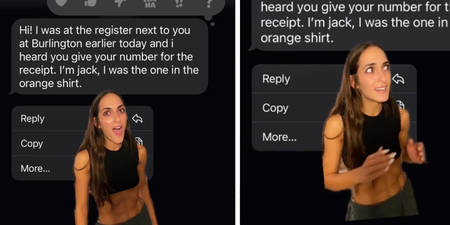 Woman horrified when man texts her after overhearing her say her number