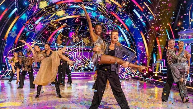Couples on the dance floor of Strictly Come Dancing.