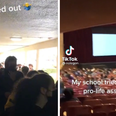 Students storm out of school after anti-abortion assembly