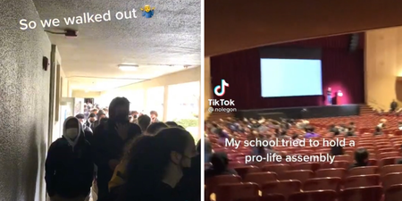Students storm out of school after anti-abortion assembly