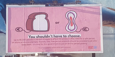 Wicklow billboard sends stark message on period poverty to politicians