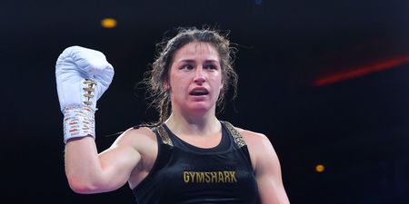 Katie Taylor celebrates winning world title for sixth time