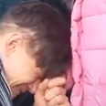 Emotional footage shows Ukrainian dad saying goodbye to daughter