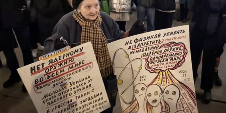 WATCH: Moment an elderly Russian woman is arrested at anti-war protest