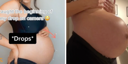 Mum left shocked as she captures baby bump dropping on camera
