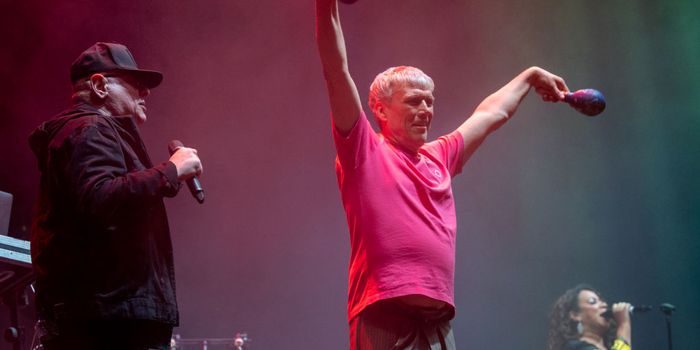 Bez and Shaun Ryder of the Happy Mondays performing on stage