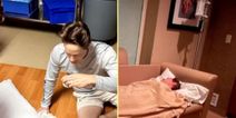 Mum captures the hilarious moment her husband fainted during their baby’s birth