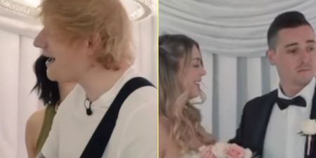 Bride and groom react in the cutest way as Ed Sheeran crashes their wedding