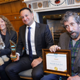 Leo Varadkar presents Charlie Bird with a special award