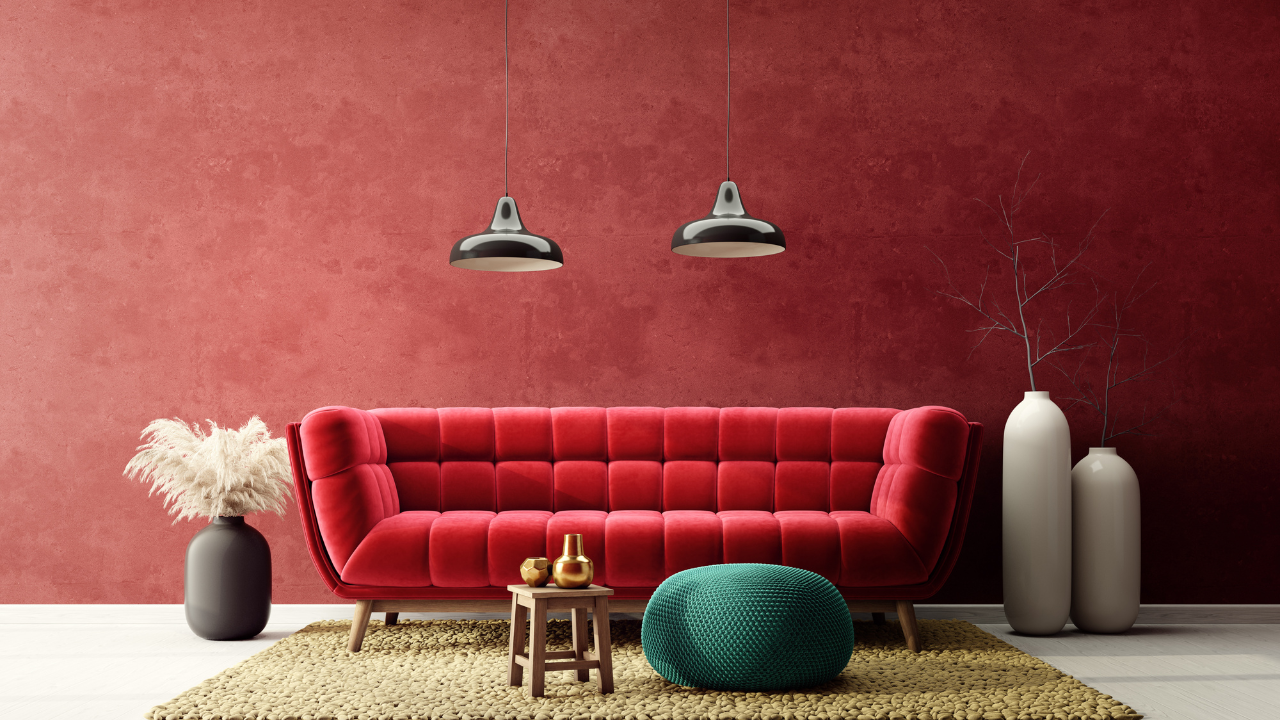 unexpected red theory colour interior design